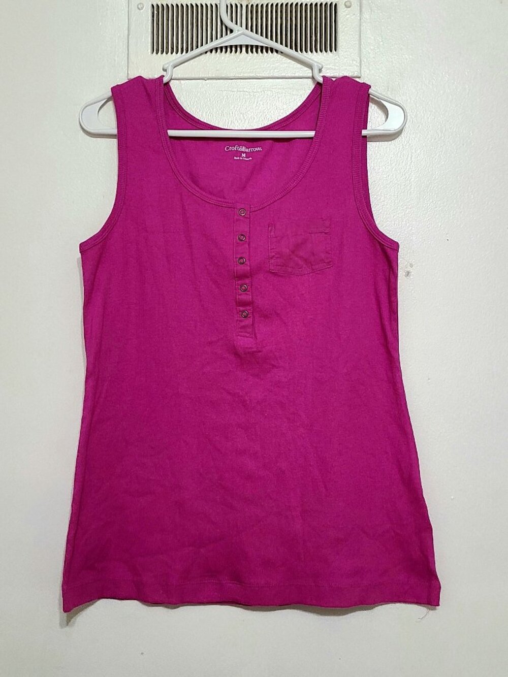 Pink Henley Tank Top